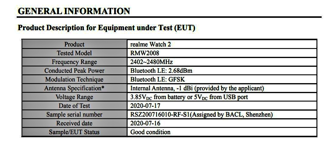 Realme Watch 2 được tiết lộ thông số kỹ thuật và thiết kế đầy đủ qua FCC